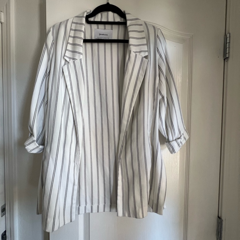 Stradivarius Striped White Blazer